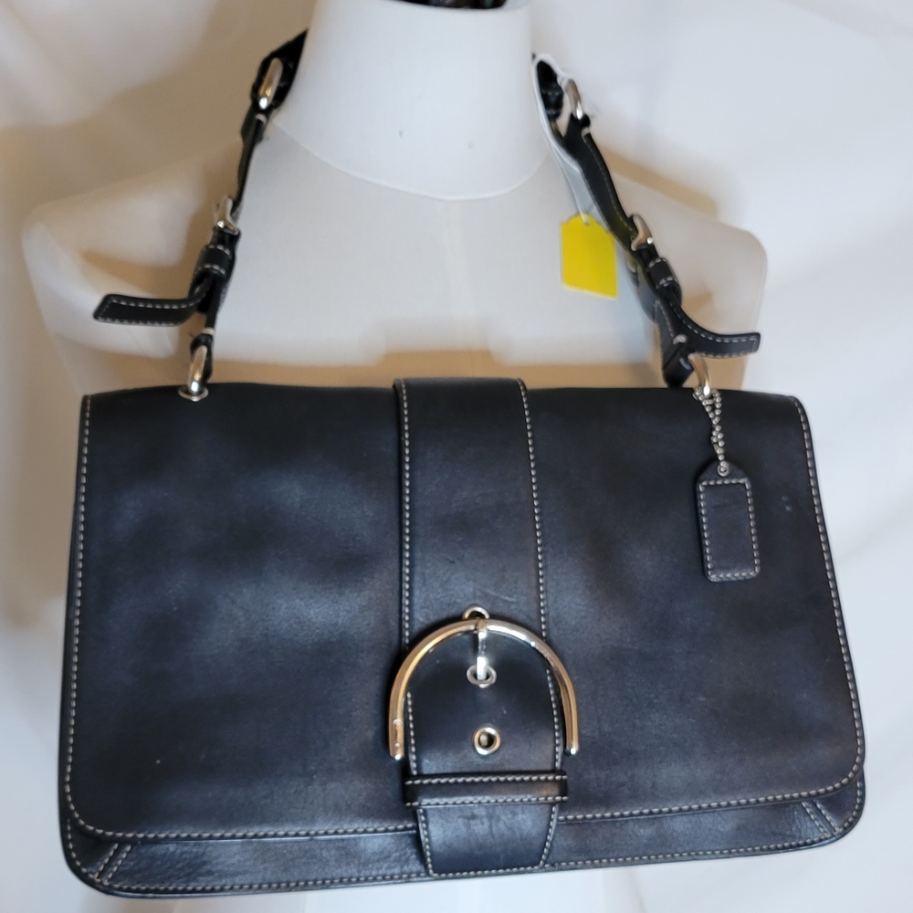 COACH black leather shoulder bag